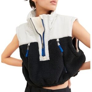 Free People Movement Journey Ahead Crop Vest Faux Shearling Sherpa Nylon Wmns XS